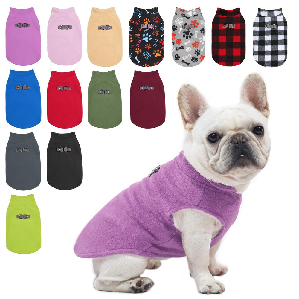 BEAUTYZOO Dog Fleece Vest back view with dual D-rings for secure leash walks.