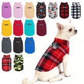 BEAUTYZOO dog fleece vest front view in red buffalo keeps small dogs cozy on cold walks
