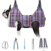 BEAUTYZOO dog grooming hammock backstrap demonstrates secure hold for stress-free nail trims.