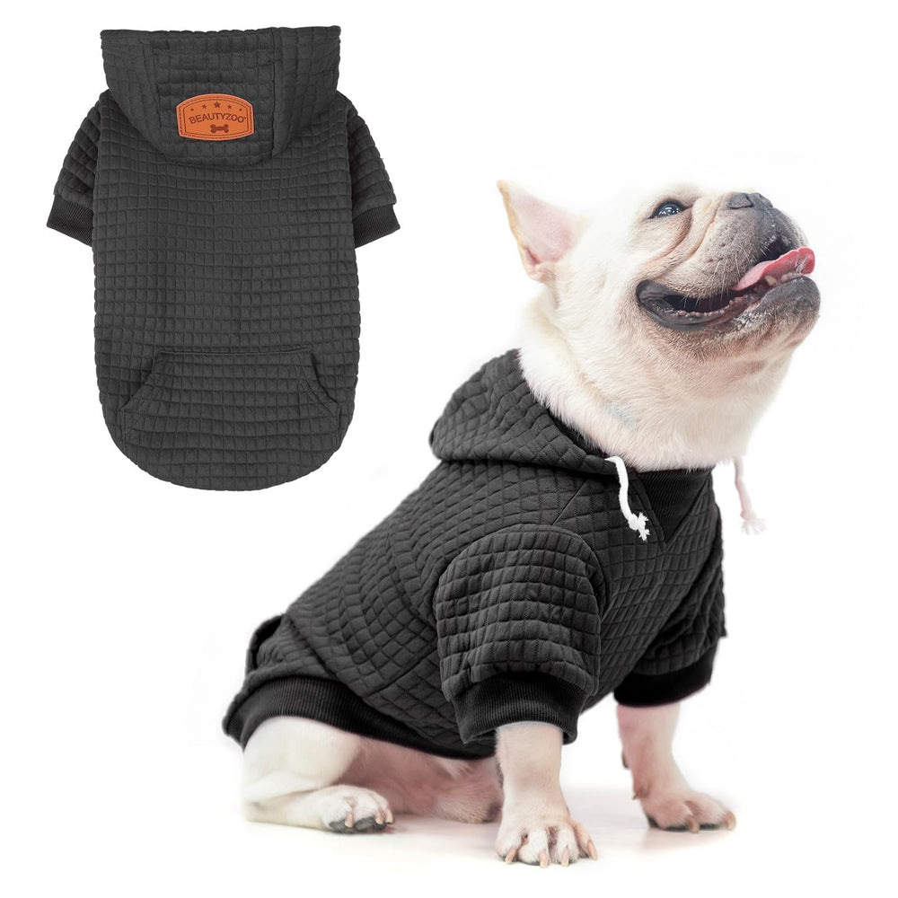 BEAUTYZOO dog hoodie front view highlights warm, cozy coverage for cold-weather walks