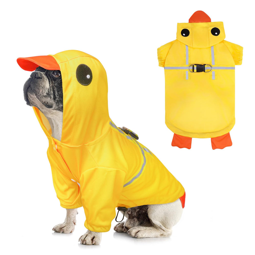 BEAUTYZOO hooded-slicker-yellow-small keeps dogs dry in rain.