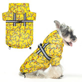 BEAUTYZOO dog raincoat hooded with harness visual keeps small dogs dry in rain.