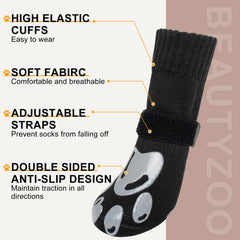 BEAUTYZOO dog socks feature non-slip paw-print grip for confident movement.