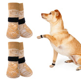 BEAUTYZOO dog socks 4-pack laid flat for easy sizing and paw protection
