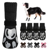 BEAUTYZOO dog socks with paw-print sole offer non-slip traction for hardwood floors.