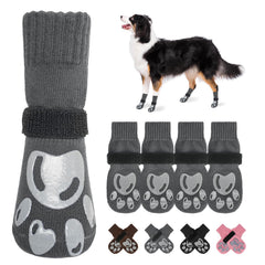BEAUTYZOO Dog Socks with paw-print traction for safer hardwood floors.
