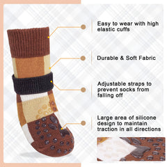 BEAUTYZOO dog socks secure-fit with adjustable straps, staying in place during walks.