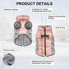 BEAUTYZOO dog winter coat with reflective strips for safer night-time strolls.