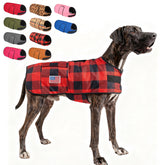 BEAUTYZOO Dog Winter Coat XXL back view highlights windproof exterior for cold walks.