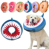 BEAUTYZOO donut collar shark blue closeup showing soft inflatable support for pets