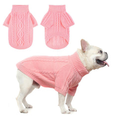 BEAUTYZOO Small Dog Sweater pink front view shows warm fleece for chilly walks