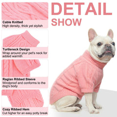 BEAUTYZOO Small Dog Sweater pink knit-detail with cable pattern enhances stylish winter layering