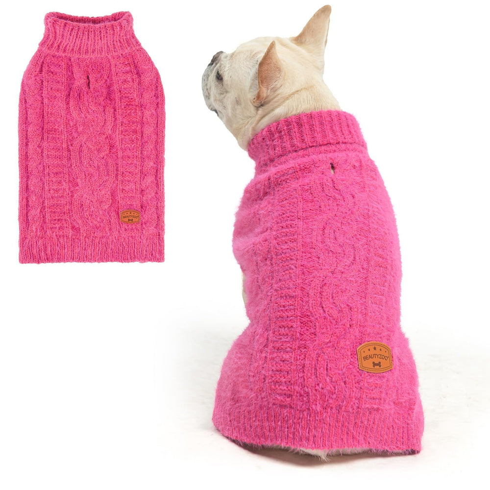 BEAUTYZOO Small Dog Sweater close-up in soft mink knit for cozy warmth
