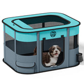 BEBANG puppy playpen folded setup for easy transport and storage