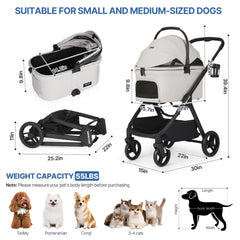 Beberoad Pets X-5 stroller side view with adjustable handle for comfort.