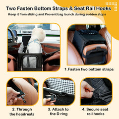 Becivi console dog seat pockets provide storage for essentials.