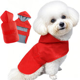 BECNBEAU dog raincoat red front view highlights visibility and secure waterproof coverage.