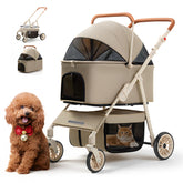 BeComfee 3-in-1 pet stroller with removable carrier ready for versatile travel.