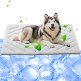 BECROWM dog cooling mat folded for compact storage and travel.