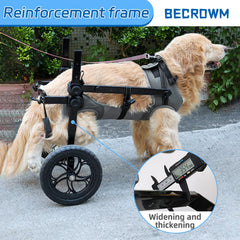 BECROWM dog wheelchair buckle-based assembly and leashing for effortless setup.