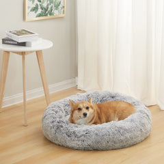 Bedfolks Calming Donut Bed outer shell in dark grey emphasizes plush comfort