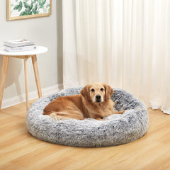 Bedfolks Calming Donut Bed dark-grey side view showing secure resting