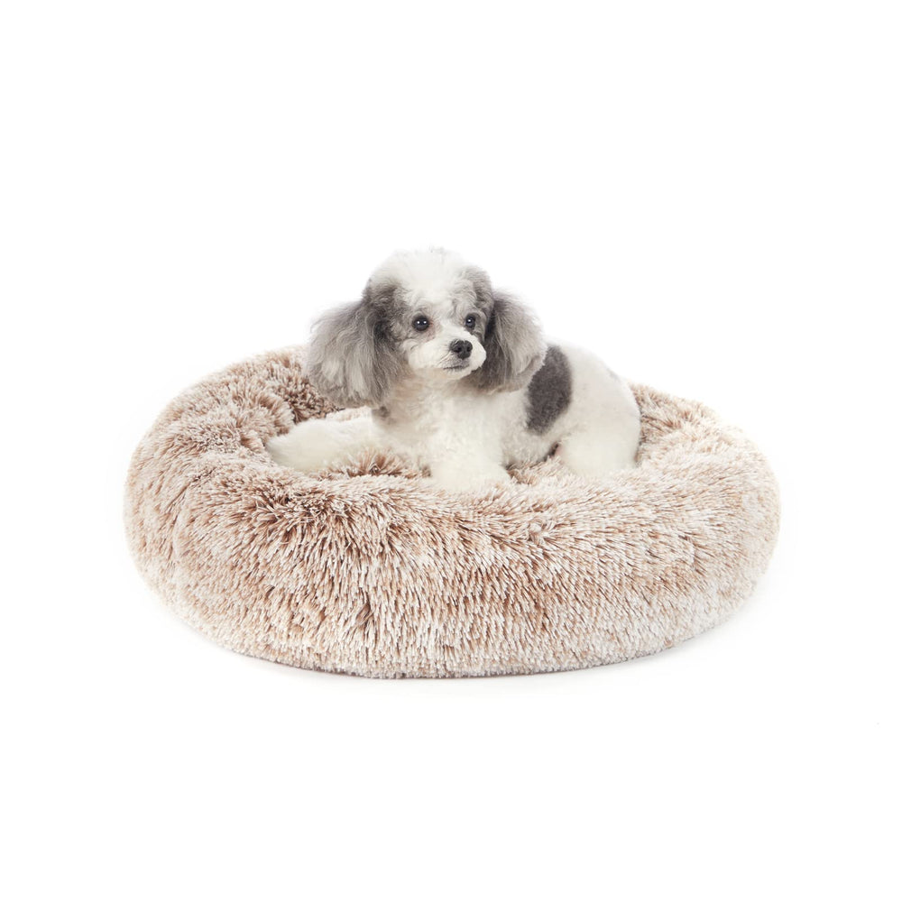 Bedfolks Calming Donut Dog Bed floor-view shows cozy round shape ideal for small dogs' cuddling