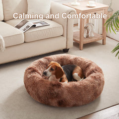 BedStill donut dog bed top view displays plush surface ideal for restful lounging