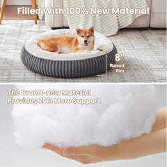BedStill milk plush faux fur interior offers calming comfort during rest.