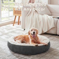 BedStill donut dog bed premium polyfill delivers enhanced support.