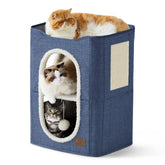 Bedsure 2-story cat house front view shows dual hideaways for private naps.