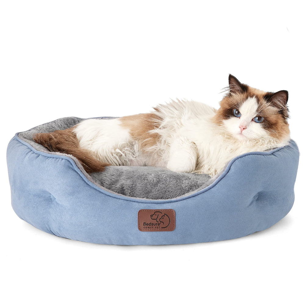 Bedsure Allure round dog bed with sherpa soft surface for plush lounging.