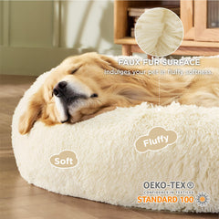 Bedsure calming dog bed donut entrance view highlights secure, snuggly den-like feel