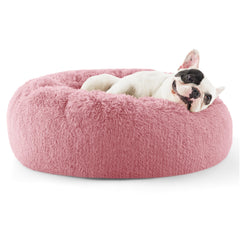 Bedsure calming dog bed donut round offers secure curl-up comfort for small dogs