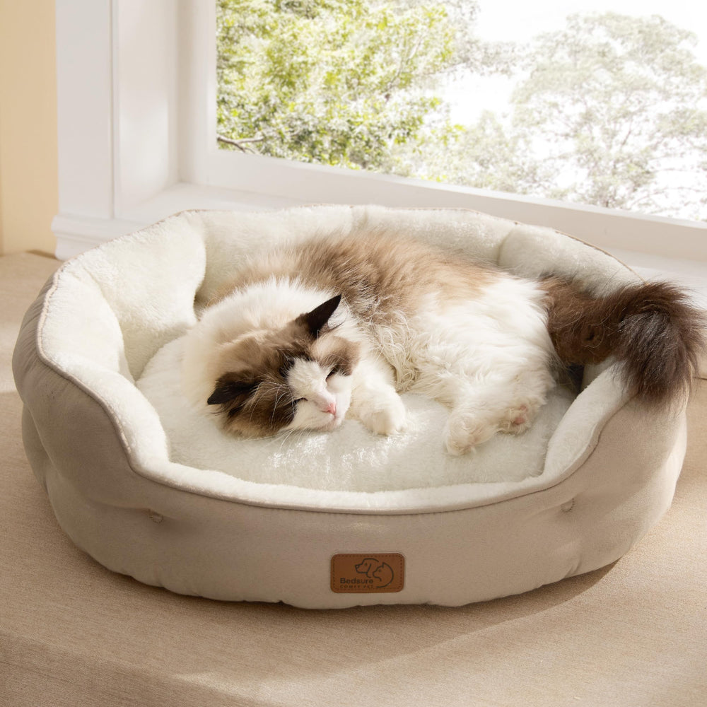 Bedsure cama para perro pequeño con sherpa suave para descanso cómodo.