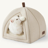 Bedsure cat bed cave close-up shows plush Sherpa lining for cozy naps.