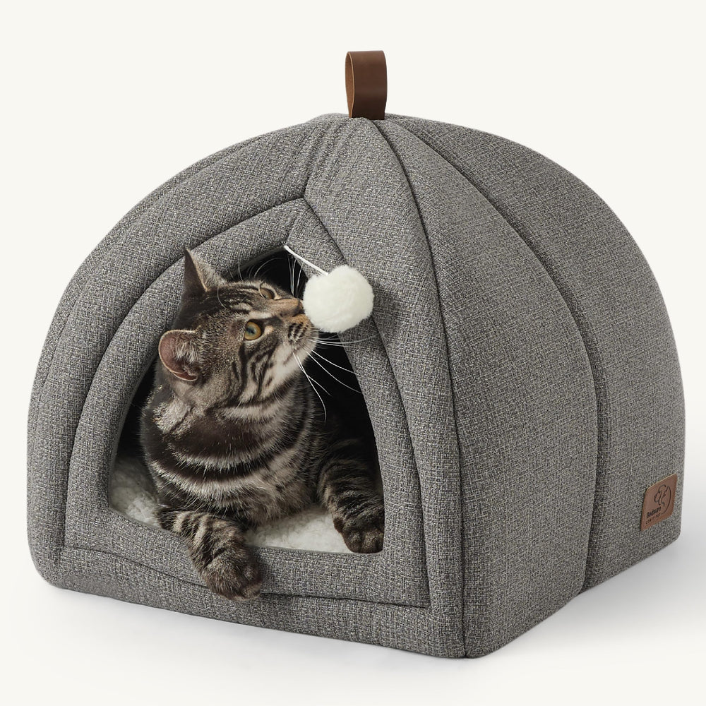 Bedsure 2-in-1 cat bed gray tent interior cushion for naps