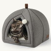 Bedsure 2-in-1 cat bed gray tent interior cushion for naps