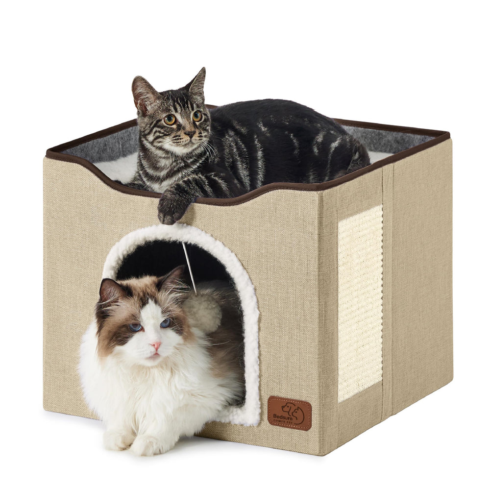 Bedsure cat bed indoor cave brown for private, cozy naps