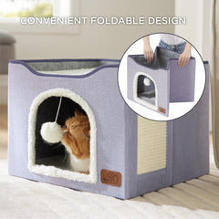 Bedsure cat bed indoor cave plush ball adds interactive play