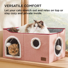 Bedsure cat house sturdy MDF construction supports playful jumping and stability