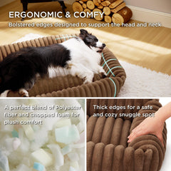 Bedsure corduroy dog bed top view highlights warm, plush fur.
