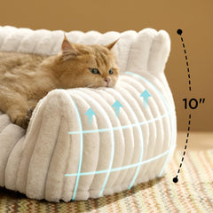 Bedsure cat couch features plush faux fur for warm lounging.