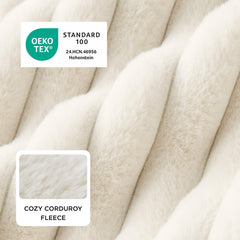 Bedsure cute dog bed cream top view emphasizes plush fur for cozy warmth.
