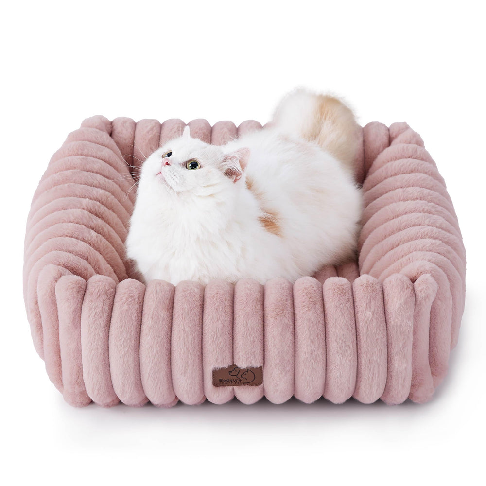 Bedsure cute dog bed in blush pink offers cozy comfort for small dogs and cats.