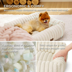 Bedsure dog bed closeup fur cream highlights ultra-cozy warmth and softness.