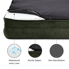 Bedsure removable cover closeup highlighting easy machine washing after muddy paws.