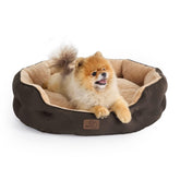 Bedsure round 25in brown dog bed with plush sherpa for cozy naps.