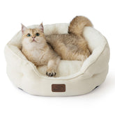 Bedsure dog bed with round sherpa surface delivers plush comfort for cozy naps.