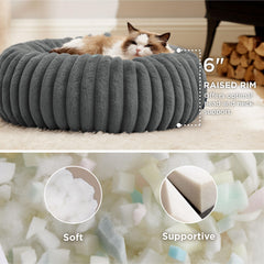 Bedsure donut bed closeup faux fur highlights plush warmth for napping comfort